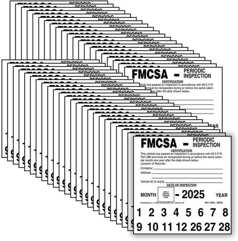 FMCSA Periodic Inspection Label 50-pk. - 5" x 5", Permanent Self Adhesive Vinyl - Meet DOT AVIR 49 CFR Part 396 Requirements - J. J. Keller & Associates in Kuwait