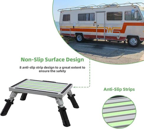 Homeon Wheels Foldable RV Steps Portable Steps 16.5" x 12.2" Anti-Slip and Safety Surface with Handles Aluminum Folding Steps Adjustable Height Supports Up to 1000 lbs (Red) in Kuwait