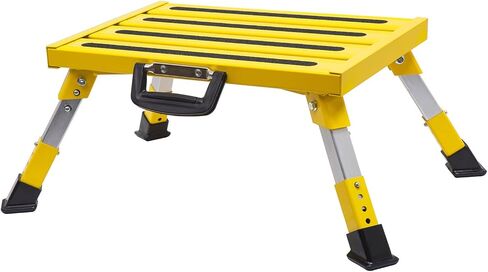 Homeon Wheels Foldable RV Steps Portable Steps 16.5" x 12.2" Anti-Slip and Safety Surface with Handles Aluminum Folding Steps Adjustable Height Supports Up to 1000 lbs (Red) in Kuwait