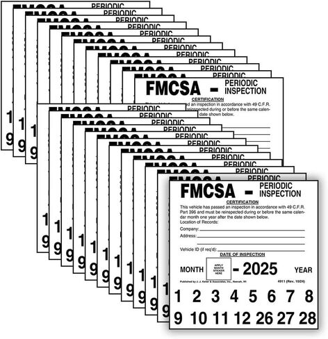 FMCSA Periodic Inspection Label 50-pk. - 5" x 5", Permanent Self Adhesive Vinyl - Meet DOT AVIR 49 CFR Part 396 Requirements - J. J. Keller & Associates in Kuwait