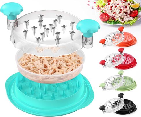 Upgraded 10" Large Chicken Shredder, Chicken Shredder Tool Twist Large With Removable Plate for Easy Transfer, Meat Shredder Tool Twist with Full Anti-Slip Strip Base, Visible Lid, Ergonomic Handle in Saudi Arabia