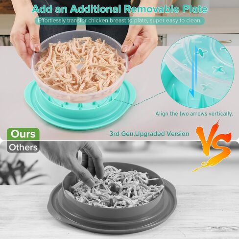 Upgraded 10" Large Chicken Shredder, Chicken Shredder Tool Twist Large With Removable Plate for Easy Transfer, Meat Shredder Tool Twist with Full Anti-Slip Strip Base, Visible Lid, Ergonomic Handle in Saudi Arabia