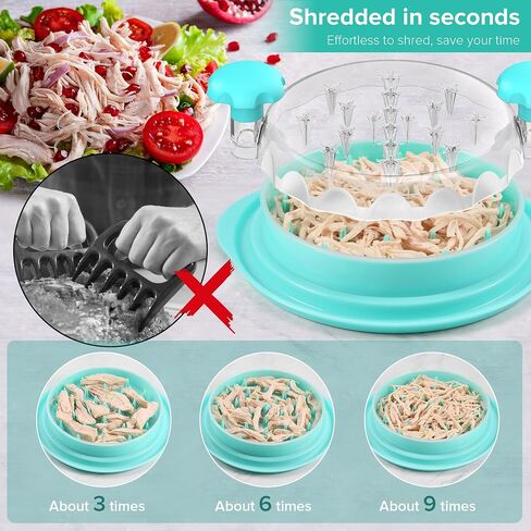 Upgraded 10" Large Chicken Shredder, Chicken Shredder Tool Twist Large With Removable Plate for Easy Transfer, Meat Shredder Tool Twist with Full Anti-Slip Strip Base, Visible Lid, Ergonomic Handle in Saudi Arabia