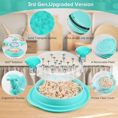 Upgraded 10" Large Chicken Shredder, Chicken Shredder Tool Twist Large With Removable Plate for Easy Transfer, Meat Shredder Tool Twist with Full Anti-Slip Strip Base, Visible Lid, Ergonomic Handle in Saudi Arabia