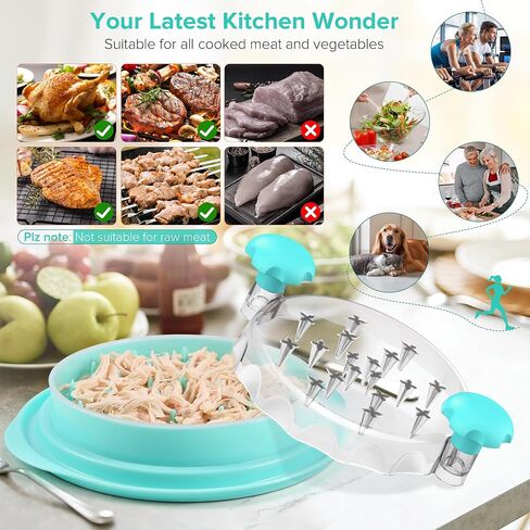 Upgraded 10" Large Chicken Shredder, Chicken Shredder Tool Twist Large With Removable Plate for Easy Transfer, Meat Shredder Tool Twist with Full Anti-Slip Strip Base, Visible Lid, Ergonomic Handle in Saudi Arabia