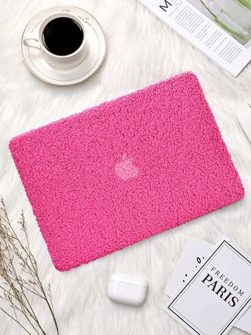 Compatible with MacBook Air 15 inch Case 2023 Release A2941 M2 Chip Liquid Retina Display Touch ID,Fluffy Fuzzy Plush Downy Plastic Hard Shell Case with Keyboard Cover,Hot Pink in Saudi Arabia