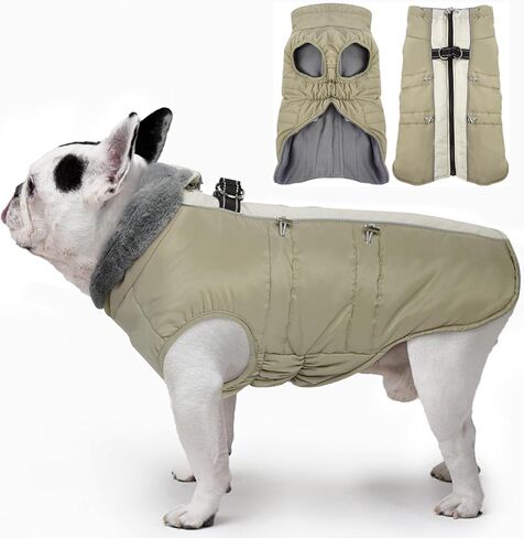 Dog Coat for Large Dogs, Dog Winter Jacket-X Large Warm Zip Up Snowsuit Dog Harness Vest Reflective Water-Resistant Dog Coat Dog Snow Jacket for Large Dogs Beagle, Corgi, Black in Kuwait