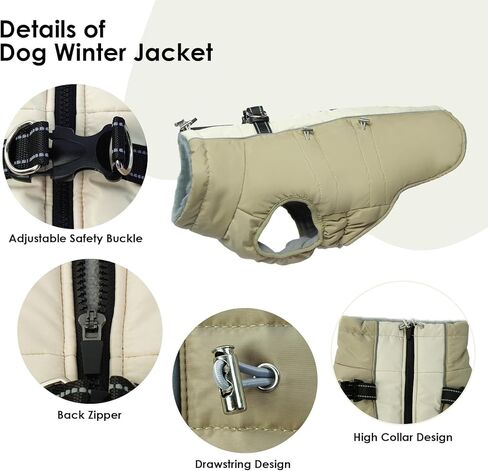 Dog Coat for Large Dogs, Dog Winter Jacket-X Large Warm Zip Up Snowsuit Dog Harness Vest Reflective Water-Resistant Dog Coat Dog Snow Jacket for Large Dogs Beagle, Corgi, Black in Kuwait