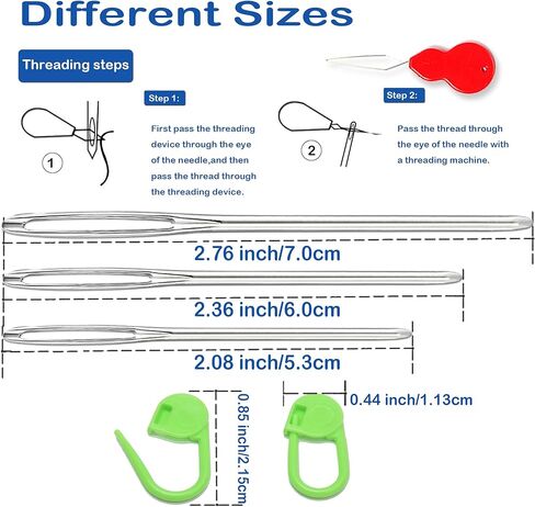 Orrdice 26 PCS مجموعات حياكة الخياطة ، 9 أجزاء من إبر غزل كبيرة العينين ، 4 أجزاء من إبر نسج البلاستيك ، 12 جهاز كمبيوتر ملونة كروشيه قفل الإبر غرزة مضادة ، مناسبة لمشروع الكروشيه in Kuwait