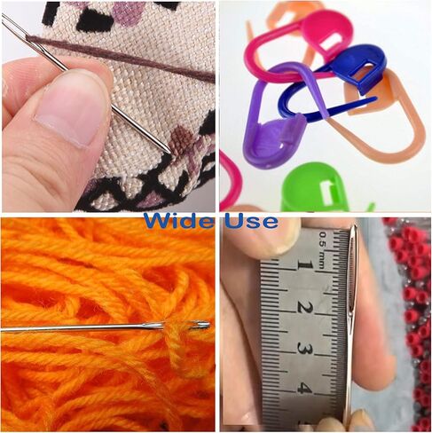 Orrdice 26 PCS مجموعات حياكة الخياطة ، 9 أجزاء من إبر غزل كبيرة العينين ، 4 أجزاء من إبر نسج البلاستيك ، 12 جهاز كمبيوتر ملونة كروشيه قفل الإبر غرزة مضادة ، مناسبة لمشروع الكروشيه in Kuwait