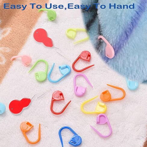 Orrdice 26 PCS مجموعات حياكة الخياطة ، 9 أجزاء من إبر غزل كبيرة العينين ، 4 أجزاء من إبر نسج البلاستيك ، 12 جهاز كمبيوتر ملونة كروشيه قفل الإبر غرزة مضادة ، مناسبة لمشروع الكروشيه in Kuwait