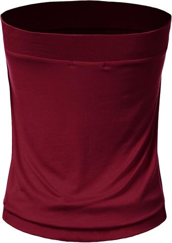 DOUBLJU Natural Pleated Stretchy Tube Tops with Elastic Band Sleeveless Strapless Casual Tank Tops for Women with Plus Size in Kuwait