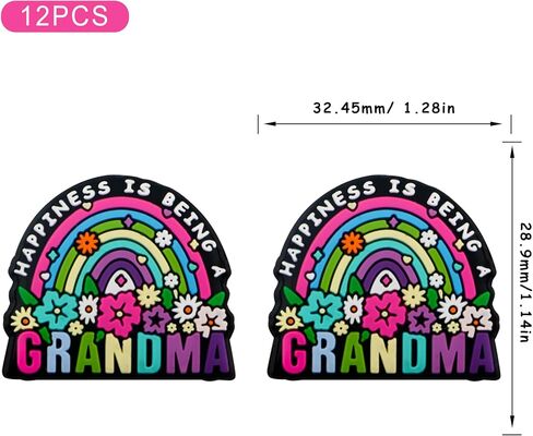 Lovymi 12PCS Mama Silicone Focal Beads for Pens, Rainbow Grandma Mom Silicone Beads for Keychain Making DIY Handicraft in Kuwait