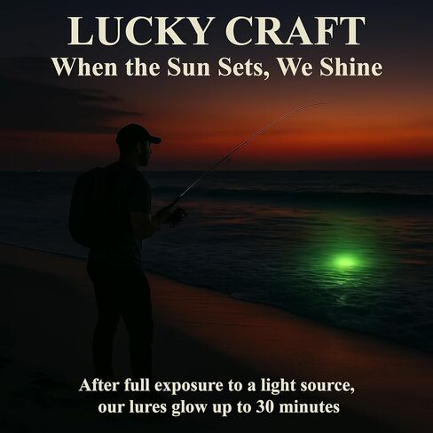 LUCKY CRAFT FlashMinnow 110, Super Glow Series, Saltwater Fishing Lures, Jerkbait Surf Fishing Accessories and Gear, 1-2 ft Slow Suspending Topwater Lure, Halibut and Bass Fishing Lures in Kuwait
