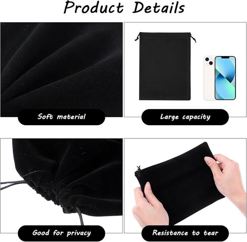 yuanchu 6 pcs أكياس الرباط الرمادية المخملية الرمادية ، أكياس هدايا الرباط المخملية المخملية أكياس صغيرة من حقائب المجوهرات مع الرباط ، 9 × 6.7 بوصة ، 7.8 × 5.9 بوصة (رمادي) in Kuwait