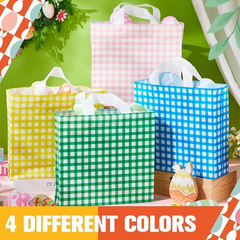 Sweetude 48 PCS حقائب التسوق البلاستيكية في عيد الفصح مع مقبض أكياس هدايا الباستيل أكياس جيدة من أجل الأعمال التجارية الصغيرة 10 × 13 '' أكياس البيع بالتجزئة البلاستيكية لـ Easter Spring Party Decor in Saudi Arabia