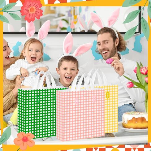 Sweetude 48 PCS حقائب التسوق البلاستيكية في عيد الفصح مع مقبض أكياس هدايا الباستيل أكياس جيدة من أجل الأعمال التجارية الصغيرة 10 × 13 '' أكياس البيع بالتجزئة البلاستيكية لـ Easter Spring Party Decor in Saudi Arabia