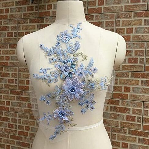 1 Pcs Makaron Series Beads Beads Hot Drilling 3D Three-Dimensional Flower Lace Wedding Dress, Children's Wear, Stage Costume Accessories (Pink Purple) in Kuwait