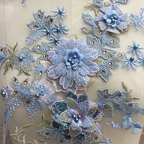 1 Pcs Makaron Series Beads Beads Hot Drilling 3D Three-Dimensional Flower Lace Wedding Dress, Children's Wear, Stage Costume Accessories (Pink Purple) in Kuwait