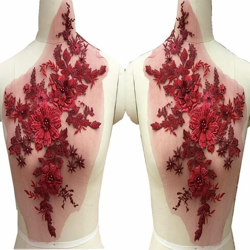 1 Pcs Makaron Series Beads Beads Hot Drilling 3D Three-Dimensional Flower Lace Wedding Dress, Children's Wear, Stage Costume Accessories (Pink Purple) in Kuwait