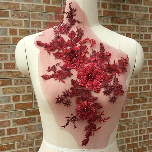 1 Pcs Makaron Series Beads Beads Hot Drilling 3D Three-Dimensional Flower Lace Wedding Dress, Children's Wear, Stage Costume Accessories (Pink Purple) in Kuwait