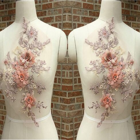 1 Pcs Makaron Series Beads Beads Hot Drilling 3D Three-Dimensional Flower Lace Wedding Dress, Children's Wear, Stage Costume Accessories (Pink Purple) in Kuwait