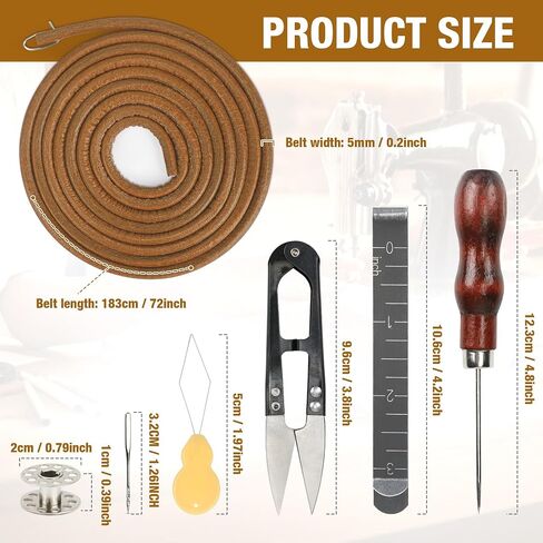 3 PCS Treadle Sewing Machine Belt, 72 Inch 3/16" Sewing Treadle Belts Replacement Leather Belt with Hook for Singer/Jones Sewing Machine 3PCS Sewing Machine Leather Belts Total 31 PCS Accessories in Kuwait