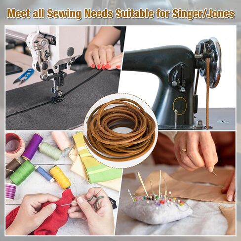 3 PCS Treadle Sewing Machine Belt, 72 Inch 3/16" Sewing Treadle Belts Replacement Leather Belt with Hook for Singer/Jones Sewing Machine 3PCS Sewing Machine Leather Belts Total 31 PCS Accessories in Kuwait
