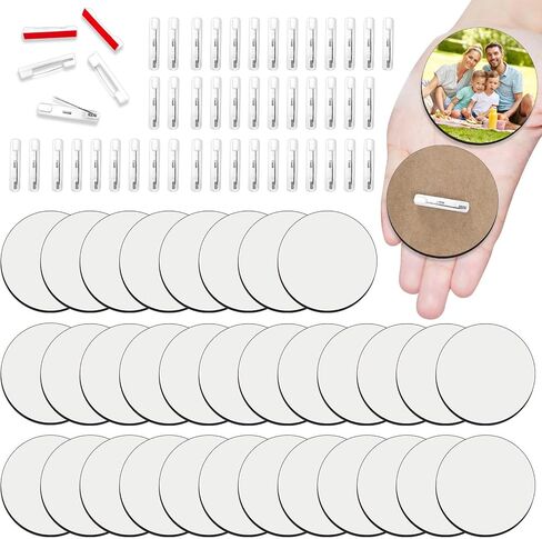 30Pcs Sublimation Buttons Blanks with Pins 3 inch MDF Buttons Pins Sublimation Blanks Christmas for School Projects Sublimation Name Tags Blanks DIY Crafts in Kuwait