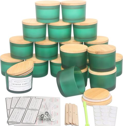 MILIVIXAY 20 Pack 4 OZ Fall Candle Jars with Lids and Candle Making Kits - Bulk Wide Mouth Small Empty Candle Jars for Making Candles - Spice, Powder Containers. in Kuwait