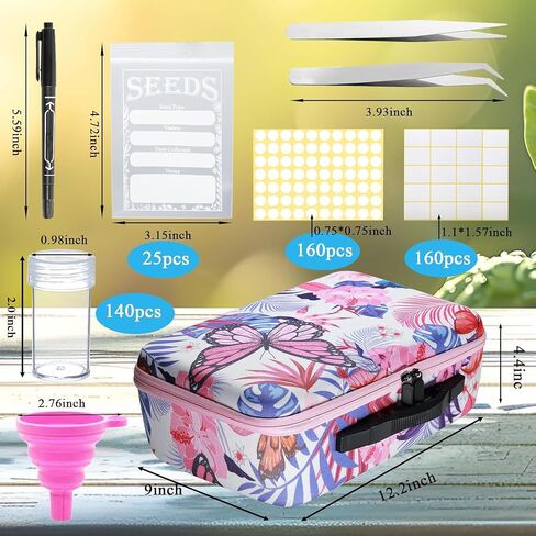 Portable Seed Organizer Storage, 140 Slots Sturdy Seed Packet Organizer with 25 PCS Zipper Envelopes Bag, Label Stickers, Seed Storage Container for Flower Plants Garden (Black) in Kuwait