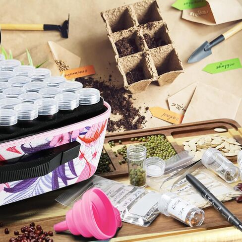 Portable Seed Organizer Storage, 140 Slots Sturdy Seed Packet Organizer with 25 PCS Zipper Envelopes Bag, Label Stickers, Seed Storage Container for Flower Plants Garden (Black) in Kuwait
