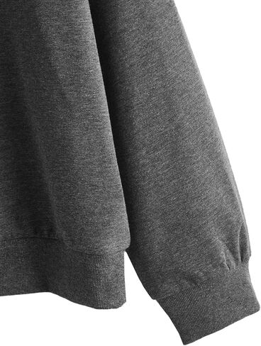 SweatyRocks Women's Contrast Collar Drop Shoulder Casual Long Sleeve Pullover Sweatshirt Tops in Kuwait