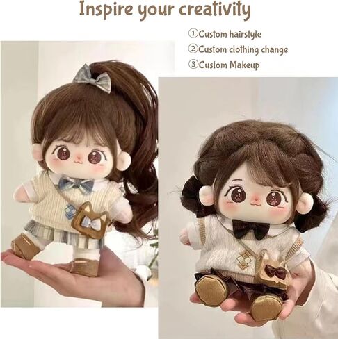 20cm Plush Doll with Clothing Cute 7.87Inch Plush Doll Figure with Wig for Girl Birthday Gift,Kawaii Soft Long Hair Cotton Doll Stuffed Dress Up Dolls in Saudi Arabia