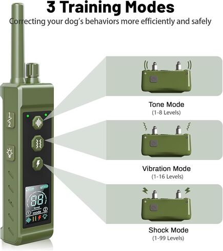 Shock Collar for Dogs - 4265ft Waterproof Training Collar with Flashing Light for Small Medium Large Dogs with Rechargeable Remote, Beep (1-8), Vibration(1-16), Safe Shock(1-99) (Orange) in Saudi Arabia