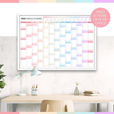 2025 شهرية الجدار مخطط ، A2 60 سم × 42 سم | طباعة مزدوجة على الوجه ، تقويم جدار قوس قزح 2025 ، مخطط السنة ، سنة كاملة لعرض | منظم للمكتب ، الجامعة ، المدرسة | ملون (مطوي) in Kuwait