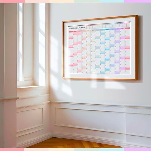2025 شهرية الجدار مخطط ، A2 60 سم × 42 سم | طباعة مزدوجة على الوجه ، تقويم جدار قوس قزح 2025 ، مخطط السنة ، سنة كاملة لعرض | منظم للمكتب ، الجامعة ، المدرسة | ملون (مطوي) in Kuwait