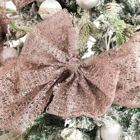 HUIHUANG Rose Gold Christmas Ribbon 10 inch Wide Glitter Deco Mesh Ribbon Rose Gold Mesh Fabric Ribbon for Christmas Tree Decorations, Garlands, Large Bows, Large Box Wrapping- Continuous 10 Yards in Saudi Arabia