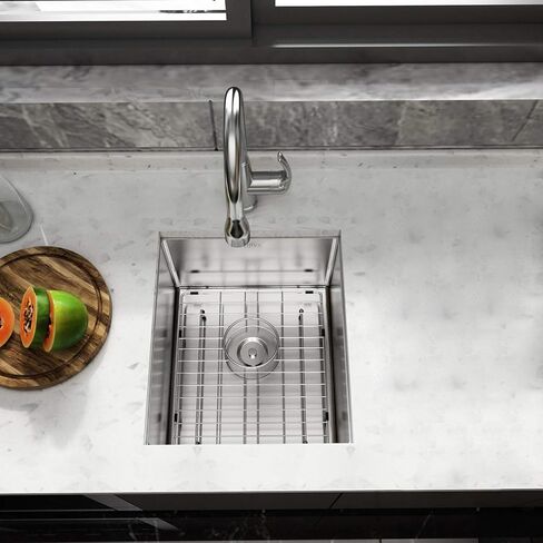 TORVA 15 x 17 Inch Gloss Black Ceramic Coating with NanoTek Undermount Kitchen Sink, PVD Coated Gunmetal Sink16 Gauge Stainless Steel Wet Bar or Prep Sinks Single Bowl, Fits 18" Cabinet,Dark Gray in Saudi Arabia