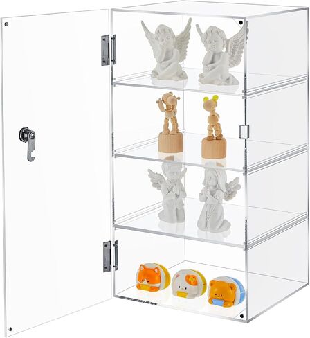 Barydat Acrylic Display Case with Lock Key Countertop Display Case Clear Showcase Display Cabinet Multi Functional Safe Storage Box for Retail Store (Black Removable 3 Tier,11.8 x 5.9 x 15.7 Inch) in Saudi Arabia