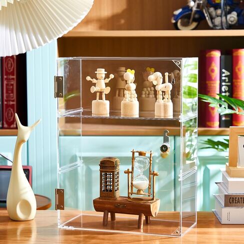 Barydat Acrylic Display Case with Lock Key Countertop Display Case Clear Showcase Display Cabinet Multi Functional Safe Storage Box for Retail Store (Black Removable 3 Tier,11.8 x 5.9 x 15.7 Inch) in Saudi Arabia