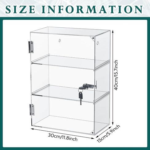 Barydat Acrylic Display Case with Lock Key Countertop Display Case Clear Showcase Display Cabinet Multi Functional Safe Storage Box for Retail Store (Black Removable 3 Tier,11.8 x 5.9 x 15.7 Inch) in Saudi Arabia