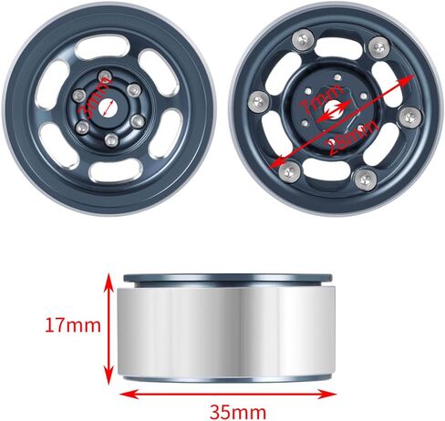 MOHERO 4Pcs 1.3 RC Beadlock Wheel Rims for 1/18 1/24 RC Crawler TRX4M Axial SCX24 Redcat Ascent-18 Upgrade Parts (Black) in Kuwait