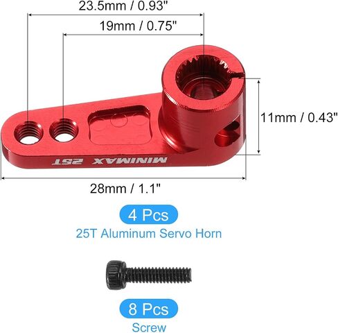 MECCANIXITY Aluminum Alloy 25T Steering Servo Arm Horn Black for 1/8 1/10 RC Car/Boat/Airplane Boat Accessories 4 Pcs in Saudi Arabia