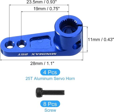 MECCANIXITY Aluminum Alloy 25T Steering Servo Arm Horn Black for 1/8 1/10 RC Car/Boat/Airplane Boat Accessories 4 Pcs in Saudi Arabia