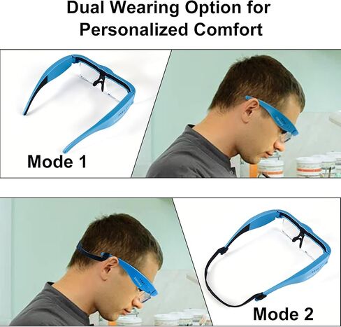 Magnifying Glass with Light Hands Free, Rechargeable Magnifying Glasses Headset with 5 Detachable Lenses Magnifier for Close Work, Reading, Jewelry Making Crafts (Blue) in Saudi Arabia
