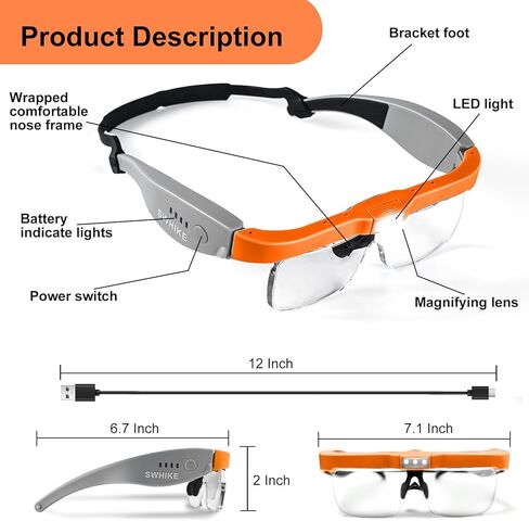مكبر الزجاج بأيدي خالية من الأظافر ، قابلة لإعادة الشحن ، مع 5 عدسات قابلة للانفصال عن العمل عن قرب ، والقراءة ، وصنع المجوهرات الحرف (الأزرق) in Kuwait
