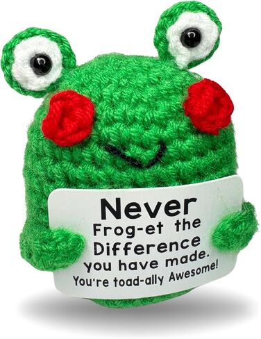 Positive Frog Emotional Support Crochet Doll, Handmade Positive Crochet Animals Desk Decor Emotional Support Plush Gift for Anxiety & Stress Relief in Saudi Arabia