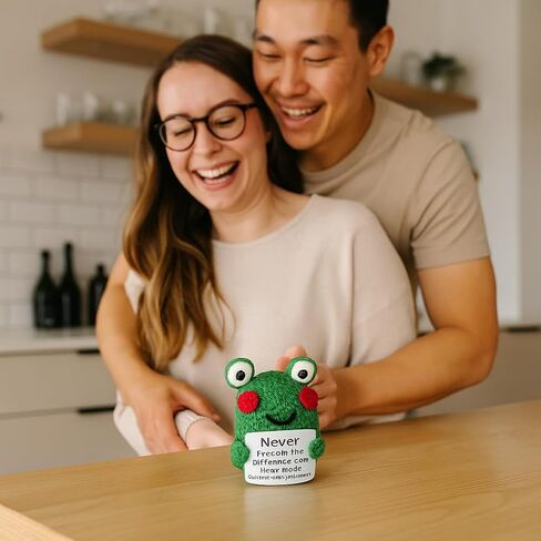 Positive Frog Emotional Support Crochet Doll, Handmade Positive Crochet Animals Desk Decor Emotional Support Plush Gift for Anxiety & Stress Relief in Saudi Arabia