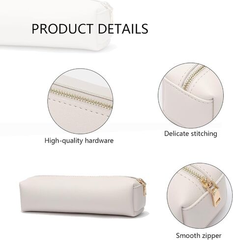 Student Color Pencil Faux Leather Case Bag Storage Cosmetic For School(Beige,Faux Leather) in Saudi Arabia